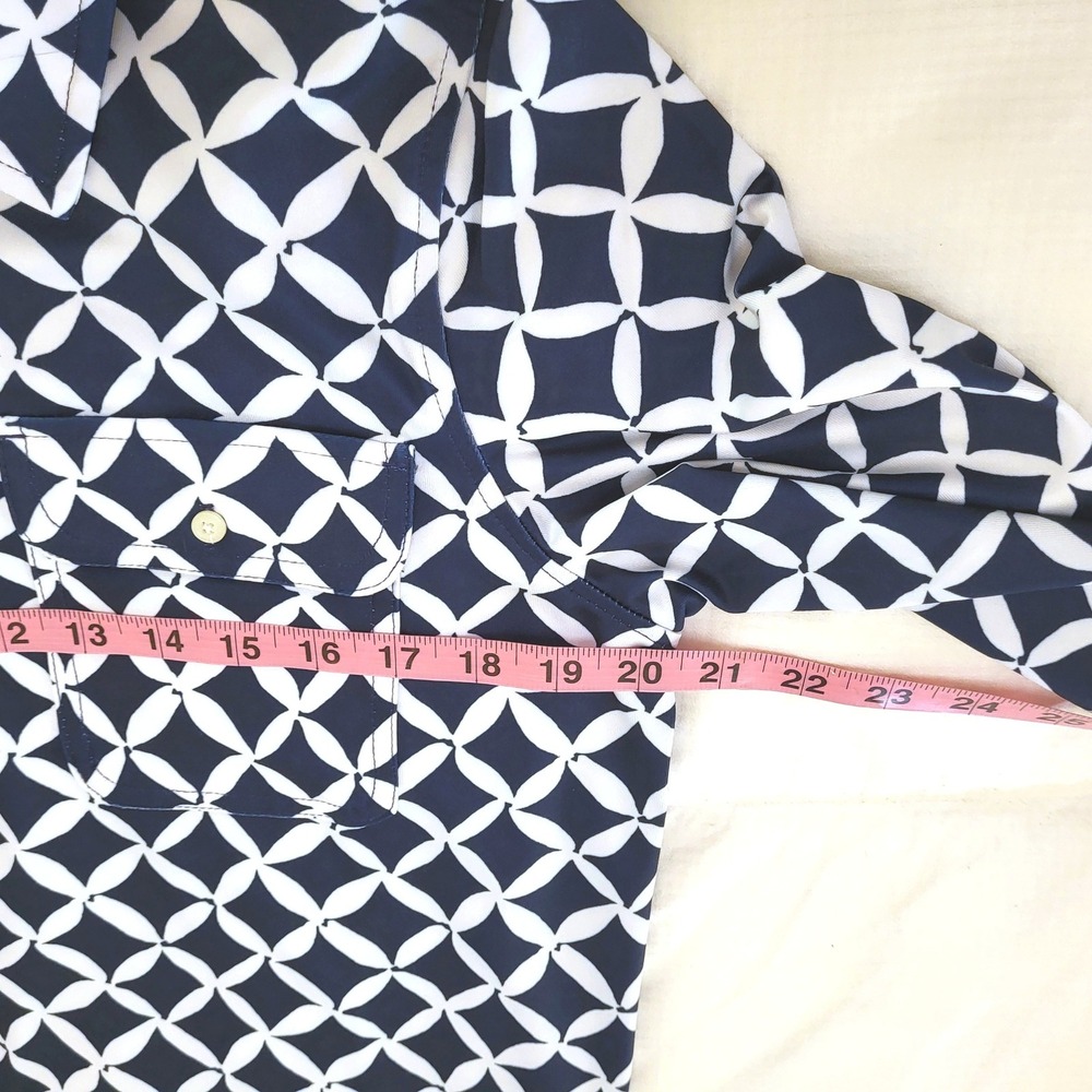 Vineyard Vines Margo Harbor Shirt Dress Navy White Nautical Geometric Latice L - Picture 8 of 10